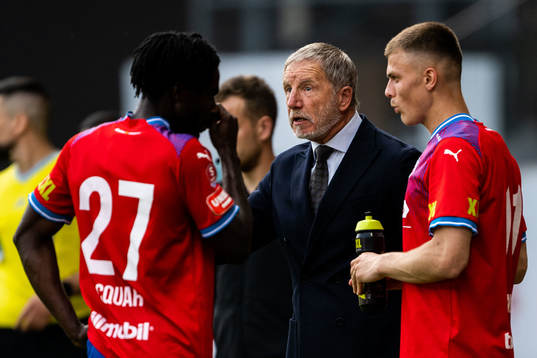 Helsingborgs Benjamin Acquah, tränare Stuart Baxter och