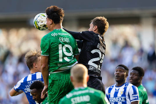 Hammarbys Jusef Erabi och målvakt Davor Blazevic
