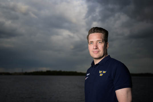 Sam Hallam, head coach of team Sweden, poses for a portrait