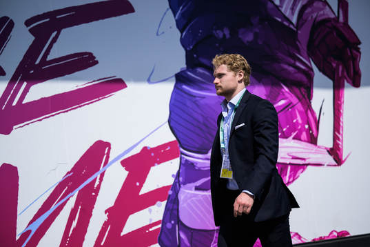 Carl Grundström of Sweden arrives to the arena for the