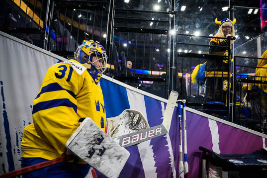 Goaltender Lars Johansson of Sweden