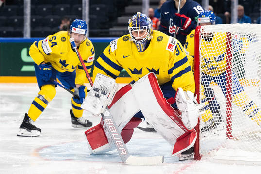 Goaltender Lars Johansson of Sweden