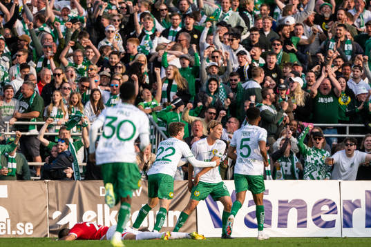 Hammarbys Markus Karlsson jublar med lagkamrater