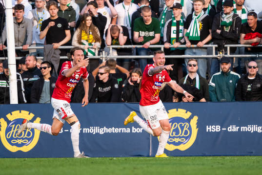 Degerfors Gustav Granath och Rasmus Örqvist jublar