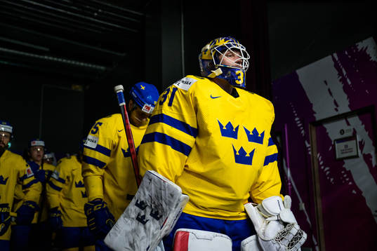 Goaltender Lars Johansson of Sweden