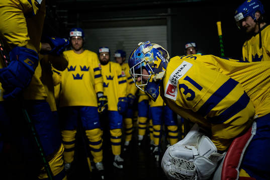 Goaltender Lars Johansson of Sweden