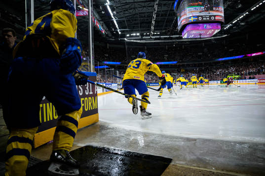 Lucas Raymond of Sweden enters the ice for the 2023 IIHF