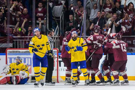 goaltender Lars Johansson, Patrik Nemeth and Lukas