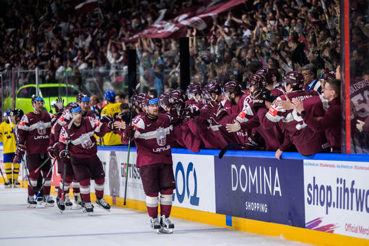 Rihards Bukarts of Latvia celebrates