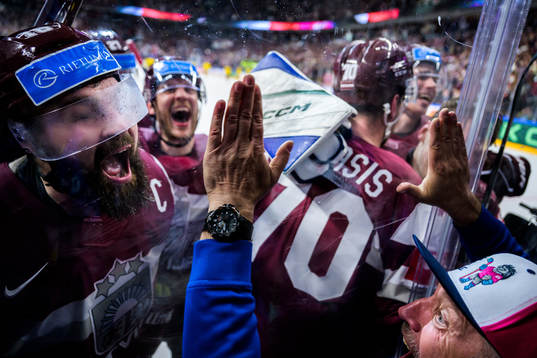 Kaspars Daugavins of Latvia celebrates