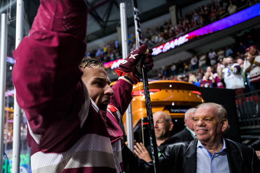A player of Latvia celebrates