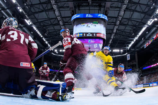 Goaltender Arturs Silovs, Kristians Rubins and Martins