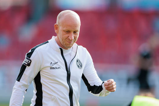 Landskronas tränare Billy Magnusson före fotbollsmatchen