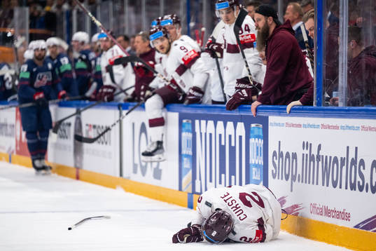 Karlis Cukste of Latvia in pain