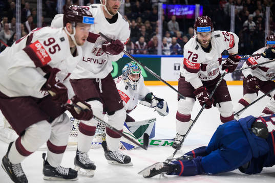Goaltender Arturs Silovs of Latvia