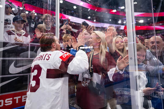 Rihards Bukarts of Latvia celebrates