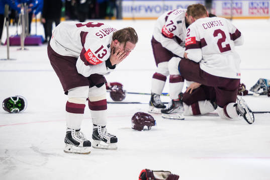 Rihards Bukarts of Latvia celebrates