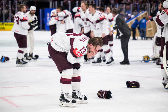Rihards Bukarts of Latvia celebrates