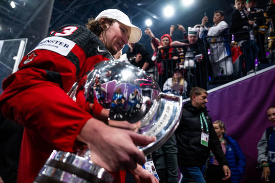 Tyler Toffoli of Canada with the trophy