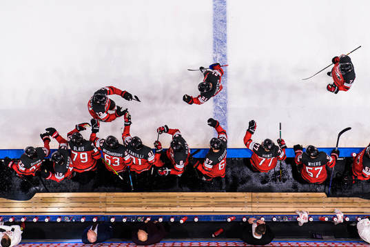 Tyler Toffoli of Canada celebrates scoring the 4-2 goal