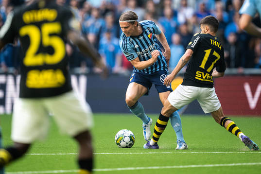 Djurgårdens Elias Andersson och AIKs Vincent Thill