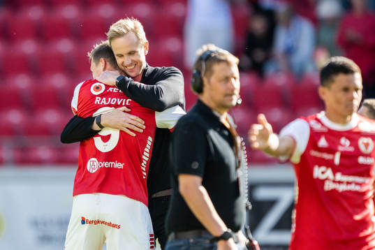 Kalmars tränare Henrik Jensen och Mileta Rajovic