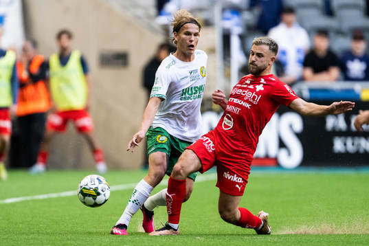 Hammarbys Markus Karlsson och Värnamos Albion Ademi