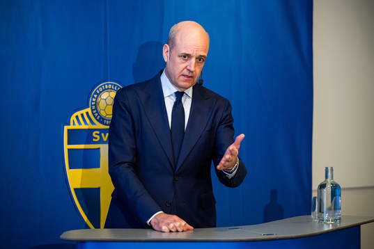 Svenska Fotbollförbundets ordförande Fredrik Reinfeldt
