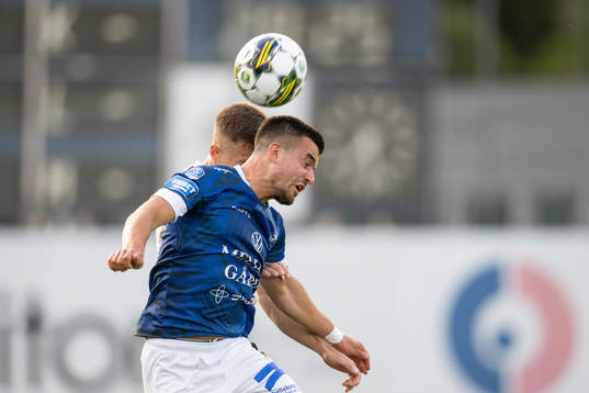 Trelleborgs Haris Brkic och Landskronas Robin Dzabic
