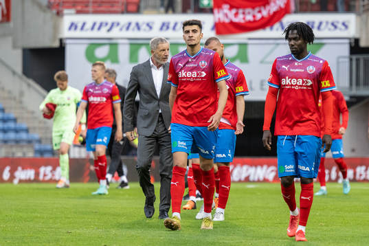Helsingborgs tränare Stuart Baxter, Amar Muhsin och