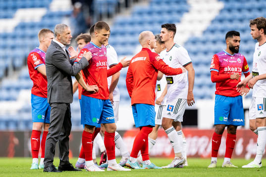 Helsingborgs tränare Stuart Baxter och Erik Ring deppar