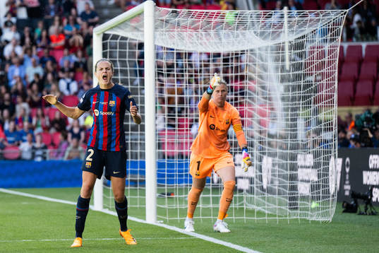 Irene Paredes of Barcelona reacts