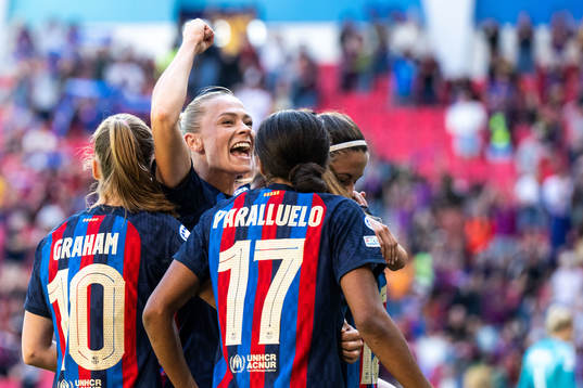 Fridolina Rolfö of Barcelona celebrates 2-2 by Patri