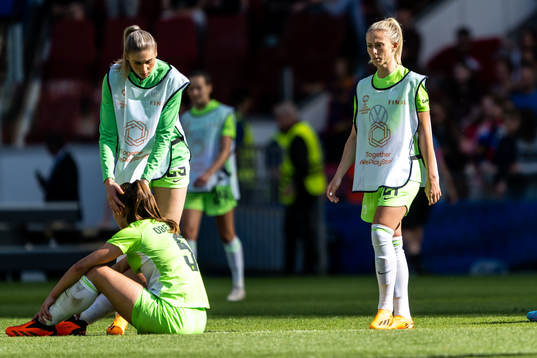 Rebecka Blomqvist of Wolfsburg looks dejected