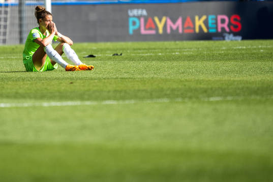 Player of Wolfsburg looks dejected