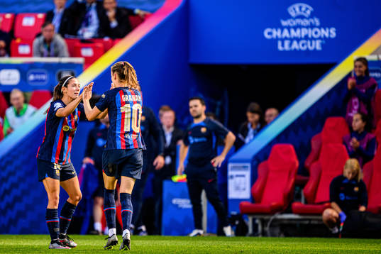 Aitana Bonmati and Caroline Graham Hansen of Barcelona