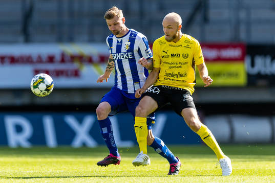 IFK Göteborgs Sebastian Eriksson och Mjällbys Adam Ståhl