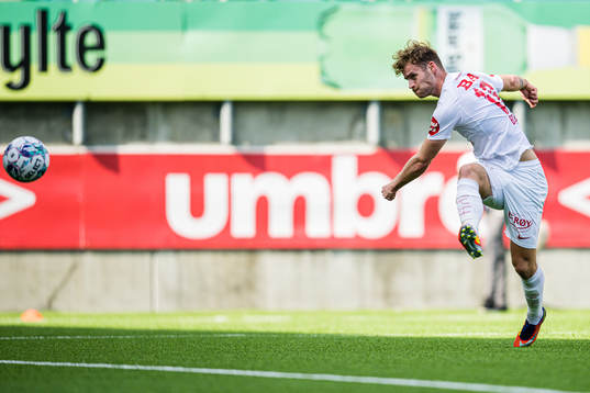 Ole Didrik Blomberg of Brann scores a disallowed goal