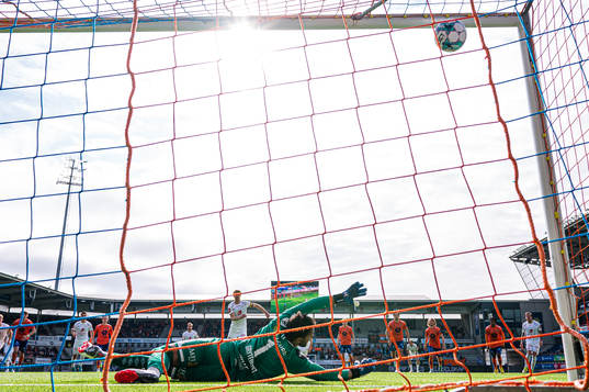 Sivert Heltne Nilsen of Brann scores the 1-1 goal