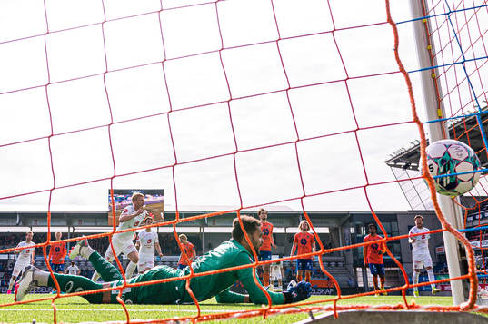 Sivert Heltne Nilsen of Brann scores the 1-1 goal