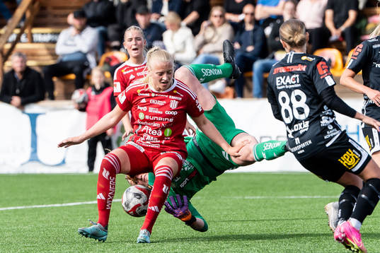 Piteås Wilma Carlsson och målvakt Samantha Leshnak Murphy
