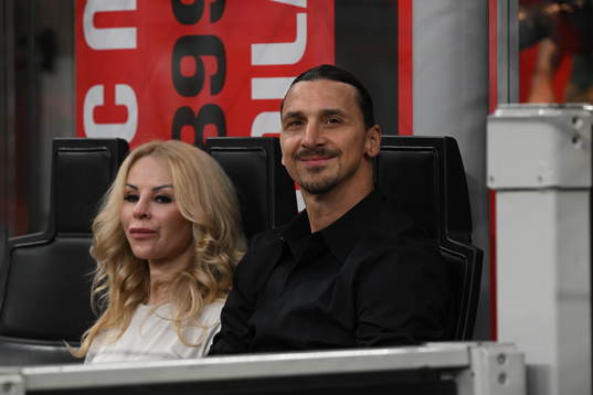 Zlatan Ibrahimovic of AC Milan with his wife Helena Seger