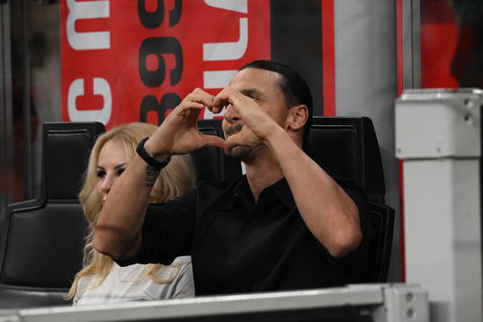 Zlatan Ibrahimovic of AC Milan with his wife Helena Seger
