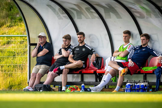 Ängelholms tränare Roar Hansen, målvaktstränare Matthew
