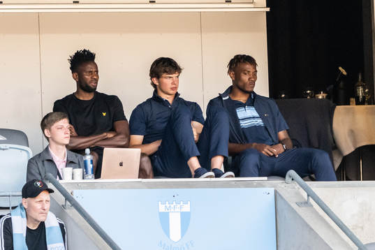 Malmö FFs Emmanuel Lomotey, Melker Ellborg och Samuel