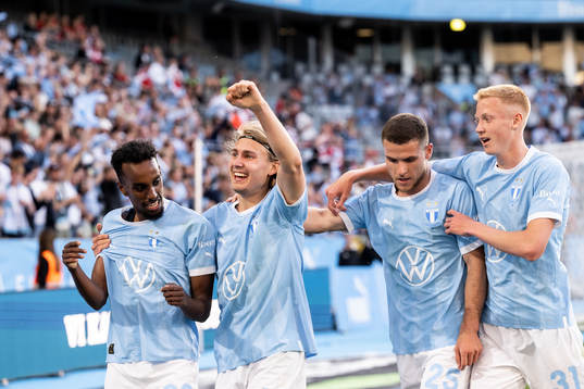 Malmö FFs Taha Ali, Sebastian Nanasi, Gabriel Busanello