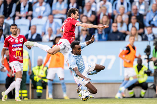 Degerfors Sebastian Ohlsson och Malmö FFs Taha Ali