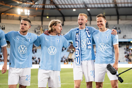 Malmö FFs Gabriel Busanello, Sebastian Nanasi, Hugo
