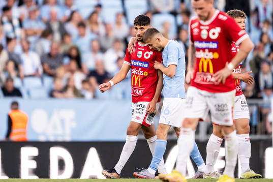 Degerfors Peter Gwargis och Malmö FFs Patriot Sejdiu