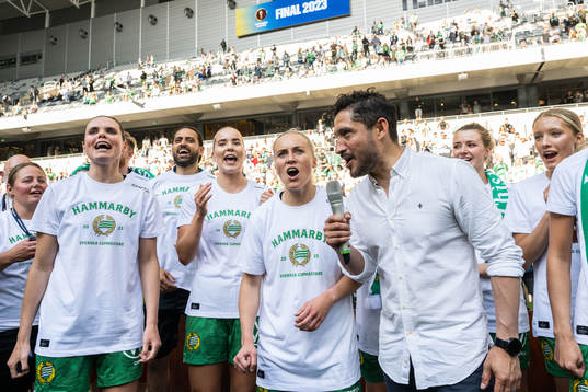 Hammarbys Simone Boye Sørensen, Eva Nyström, Ellen Gibson